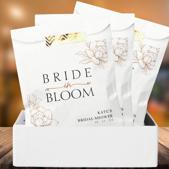 Sacolinha Noiva no Chá de panela Bloom Tan Brown (Bride in Bloom Tan Brown Bridal Shower Favor Bag
)