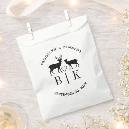 Sacolinha Nome do Casal Cervo Monograma Casamento Rústico Co