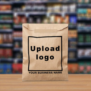 Sacolinha Nome e logotipo da empresa na barra de papel marro