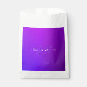 Sacolinha Nome e Monograma do Gradiente Roxo Moderno
