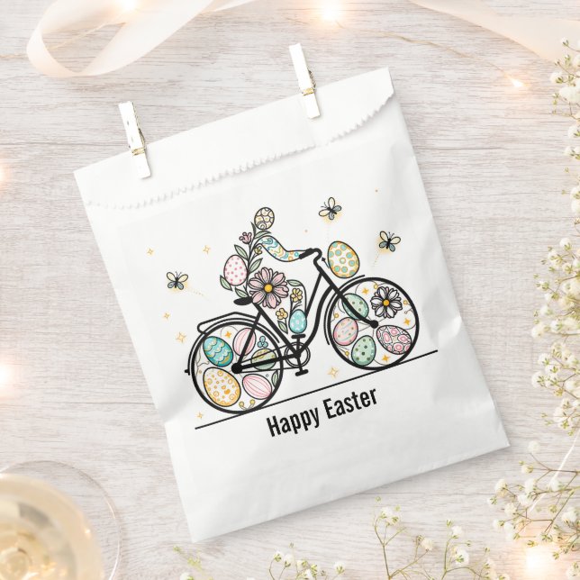 Sacolinha Nome Personalizado Design de Bicicleta de Páscoa (Cortado)
