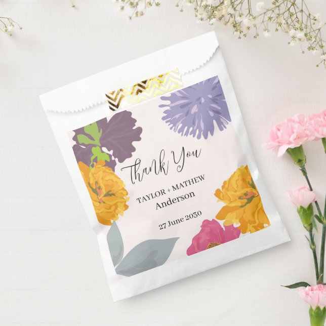 Sacolinha Nomes de Casal de Noiva Floral Abstrato Moderno (Selado)