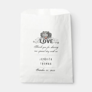 Sacolinha Nomes vermelhos do casamento do AMOR do coração