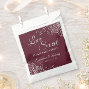 Sacolinha O amor é doce Lace Silver Lace Elegante Burgundy 