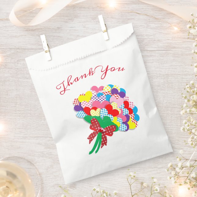 Sacolinha Obrigado Buquê Coração Favor Bag (Cortado)