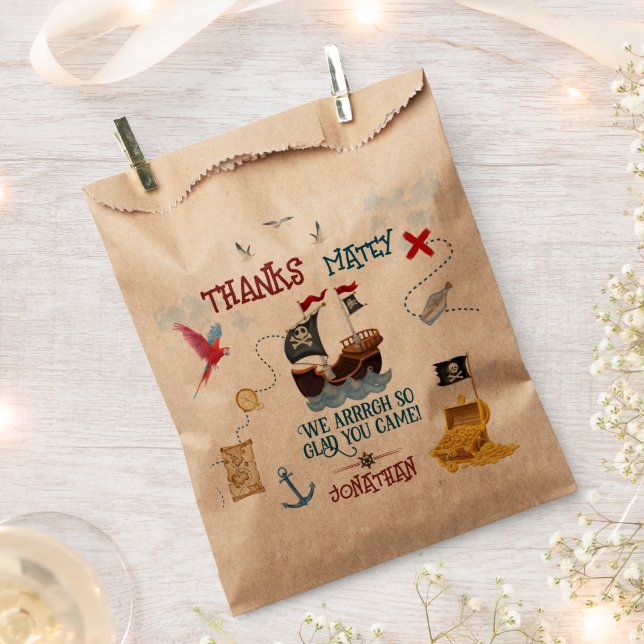 Sacolinha Obrigado Crianças Festa de piratas Festa de Favor  (Cortado)