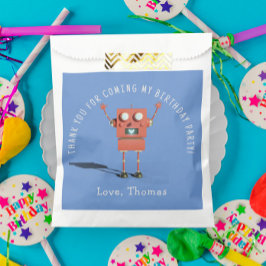 Sacolinha Obrigado da festa do aniversário de criança robot 