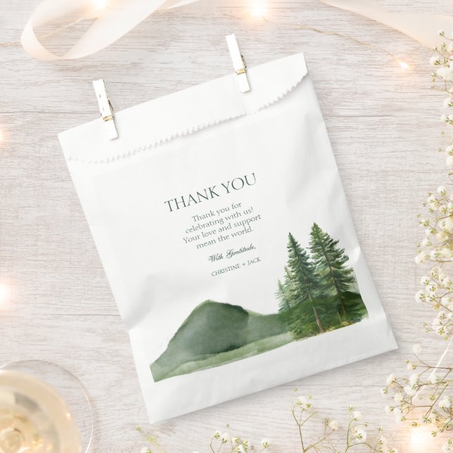 Sacolinha Obrigado de Casamento de Pinheiros da Floresta Rus (Cortado)