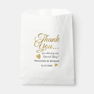 Sacolinha Obrigado Dourado elegante do casamento você