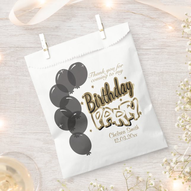 Sacolinha Obrigado Festa de aniversário | DIY Texto (Cortado)