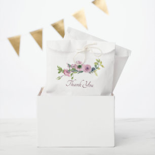 Sacolinha Obrigado floral em aquarela lilás