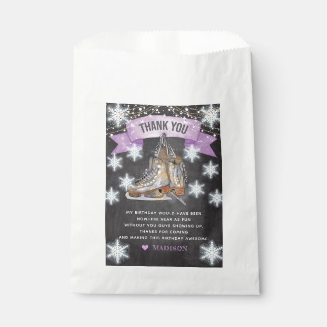 Sacolinha Obrigado Ice Skating Girl Birthday (Frente)