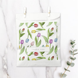 Sacolinha Obrigado Moderno Padrão Floral de Tulipa Colorido