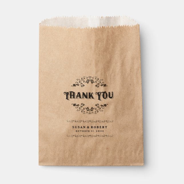 Sacolinha Obrigado Nomes De Casamento Personalizado Floral E (Frente)