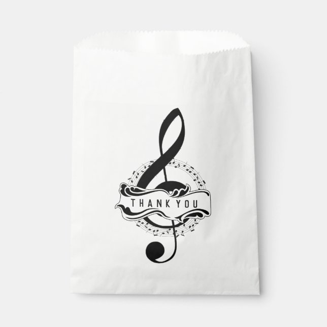 Sacolinha Obrigado Nota Musical Editável Favorecer Bolsas (Frente)