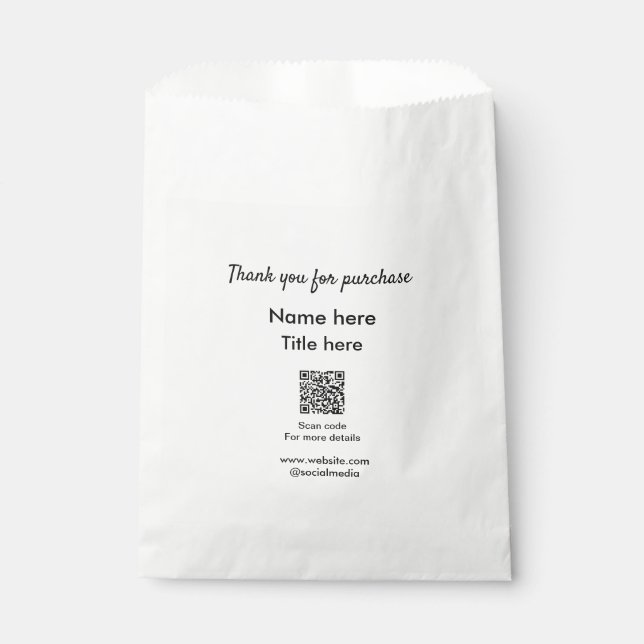 Sacolinha Obrigado pela compra nome título aqui digitalize Q (Frente)