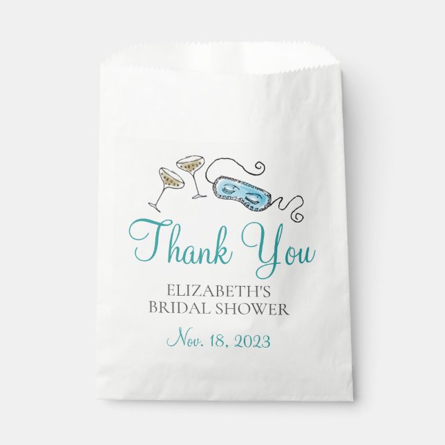 Sacolinha Obrigado pelo Chá de Noiva Glam 1960s Cocktail Par (Frente)