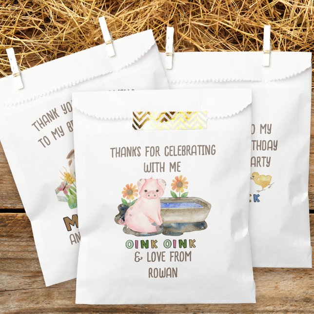 Sacolinha Obrigado por ter vindo à Fazenda de porco (Farm theme birthday party favor bags inspired by old macdonald nursery rhyme
)