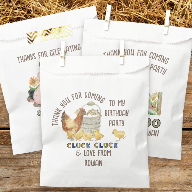 Sacolinha Obrigado por virem a Fazenda de frango no aniversá (Farm theme birthday party favor bags inspired by old macdonald nursery rhyme)