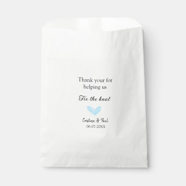 Sacolinha obrigado que amarre o nó azul do casamento. (Frente)