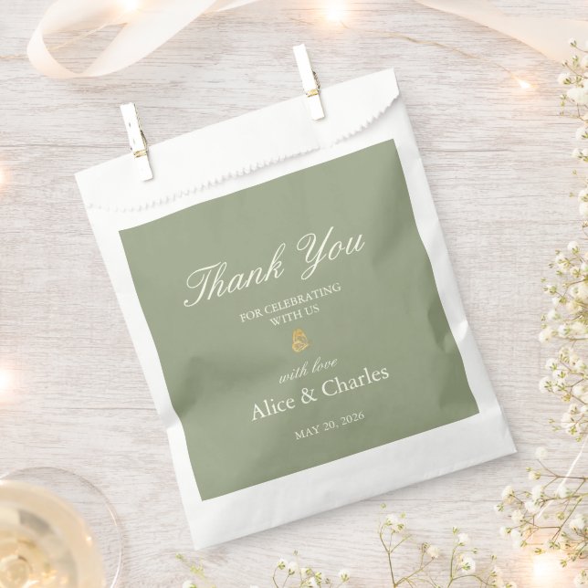Sacolinha Obrigado Sage Green Wedding Bolsas (Cortado)