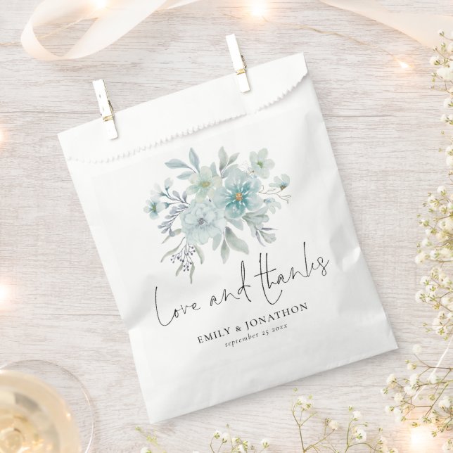 Sacolinha Obrigados De Amor Com Casamento Floral De Teal Blu (Cortado)