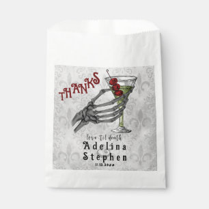 Sacolinha Obrigados Skeleton Cocktail Casamento de Halloween