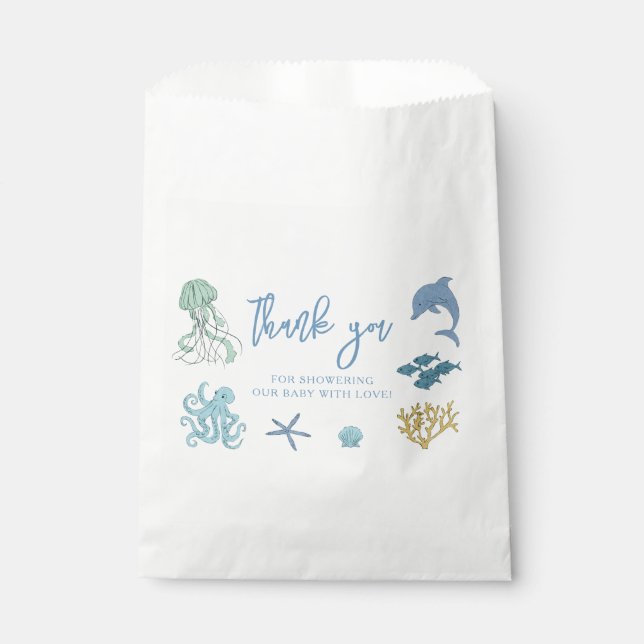 Sacolinha Oceano Chá de fraldas Azul (Frente)