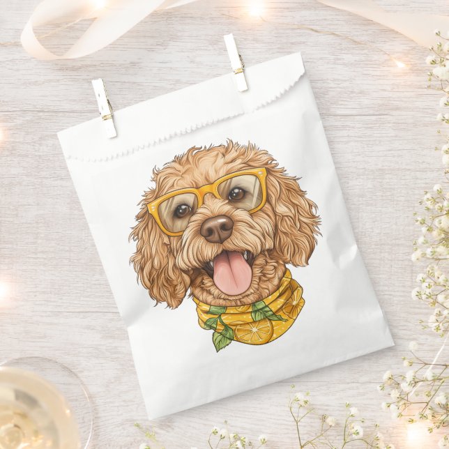 Sacolinha Óculos de Sol de Cachorro Goldendoodle Fofo Laranj (Cortado)