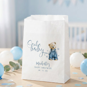 Sacolinha Oh Baby Azul Jean Baby Chuveiro de Bebê em Denim