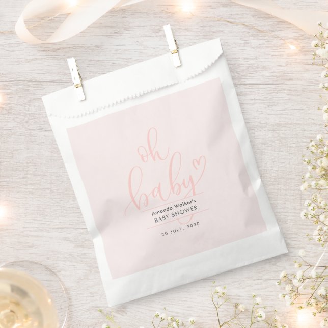Sacolinha Oh Baby Pink Script Minimal Chuveiro de Bebê  (Cortado)
