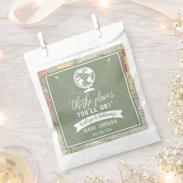 Sacolinha "Oh, os lugares que você vai!" Chá de fraldas de M (Cortado)