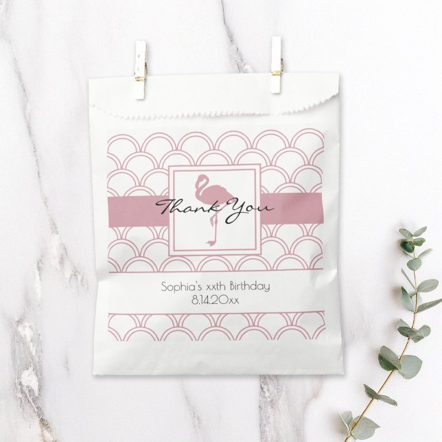 Sacolinha Onda Art Deco Padrão Flamingo Rosa Aniversário (Criador carregado)