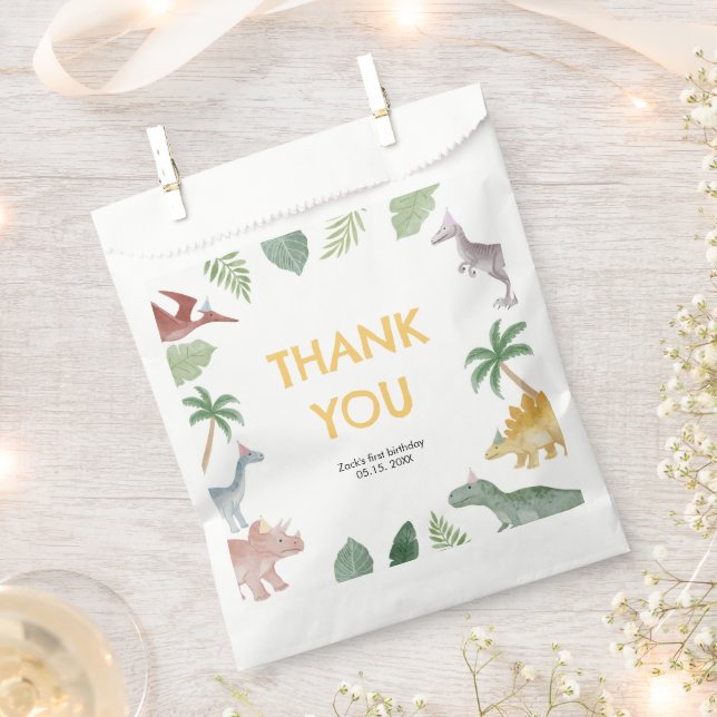 Sacolinha One A Saurus Dinosaur Boy Birthday Favor Bags (Cortado)