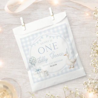 Sacolinha ONE Silly Goose Blue 1st Birthday Party