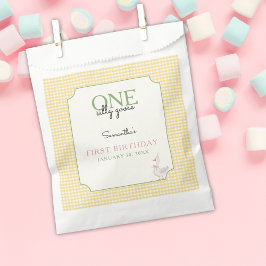 Sacolinha One Silly Goose Pink and Gingham 1st Birthday