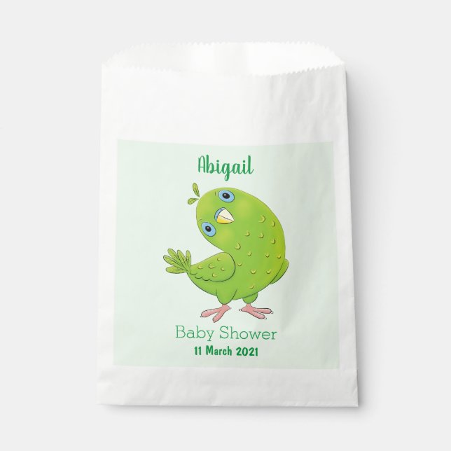 Sacolinha Óptica de desenho animado de periquito, verde e bo (Frente)