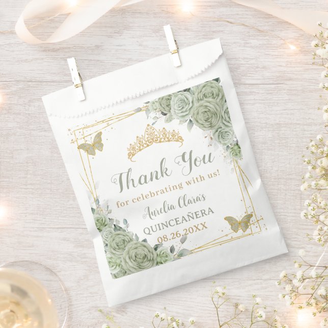 Sacolinha Orçamento Quinceañera Sage Borboletas Verdes (Cortado)