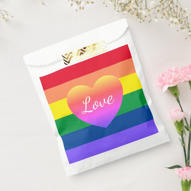 Sacolinha Orgulho gay Rainbow Flag Heart LGBTQ (Selado)
