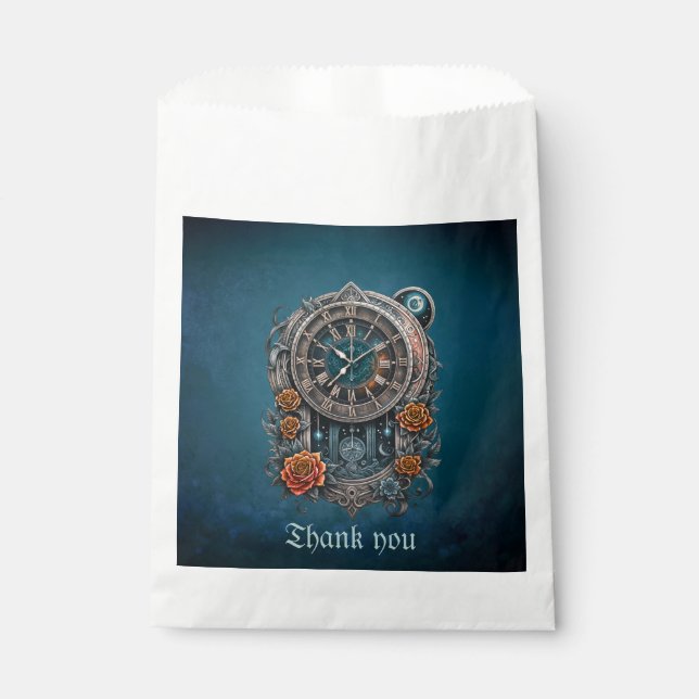 Sacolinha Ornamentado Steampunk Clock com Rosas. (Frente)