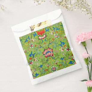 Sacolinha Ornamento Chinês Vintage Owen Jones Floral Verde