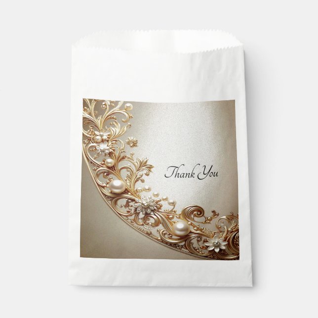 Sacolinha Ornate Gold Flourish Favor Bag (Frente)