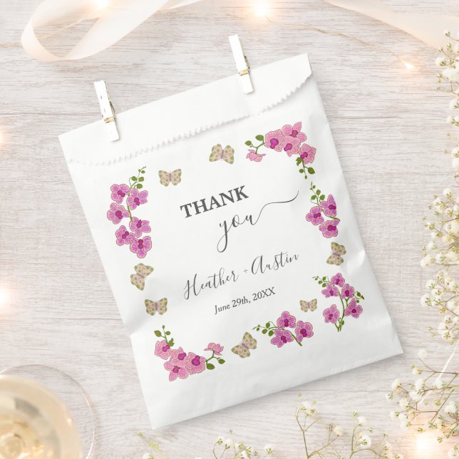 Sacolinha Orquídeas Roxas Delicadas Elegantes Presente Boêmi (Cortado)