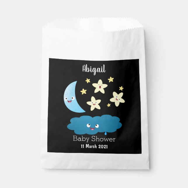 Sacolinha Ótimas estrelas cantoras, lua e desenhos em nuvem (Frente)
