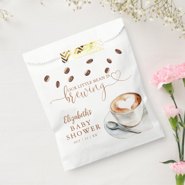 Sacolinha Our Little Bean Is Brewing Coffee Baby Shower (Selado)