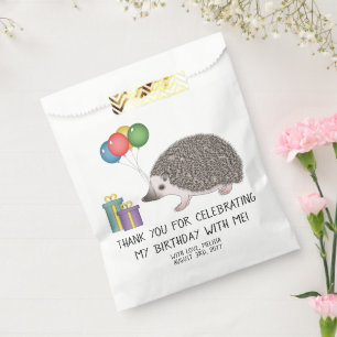 Sacolinha ouriço-pigmeu-africano com balões de aniversário