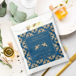 Sacolinha Ouro Indigo & Honeycomb Chá de casamento de Abelha