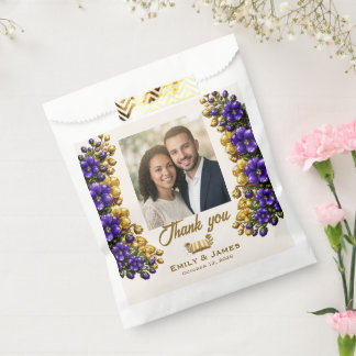 Sacolinha Pacote de Sementes de Casamento Foto Violeta de Il