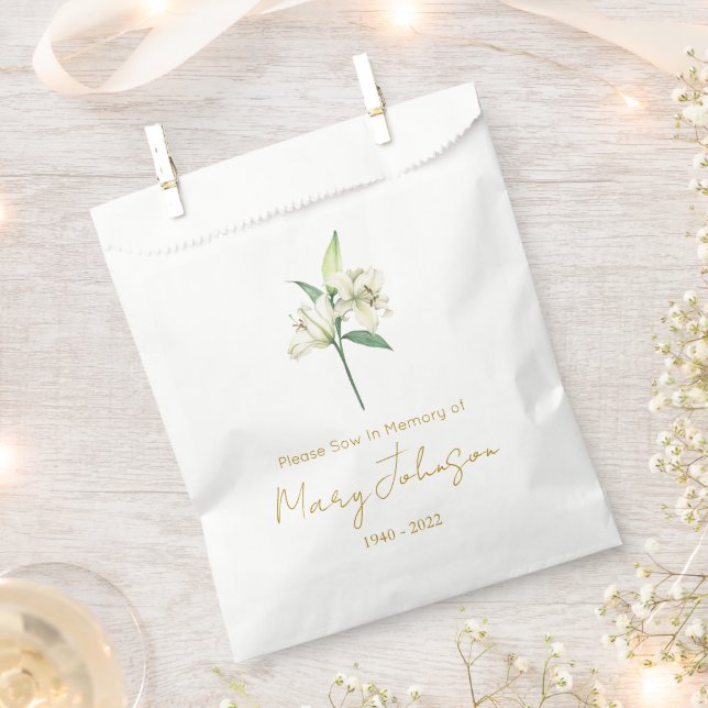 Sacolinha Pacote de Sementes de Lírio Simples Funeral  (Cortado)