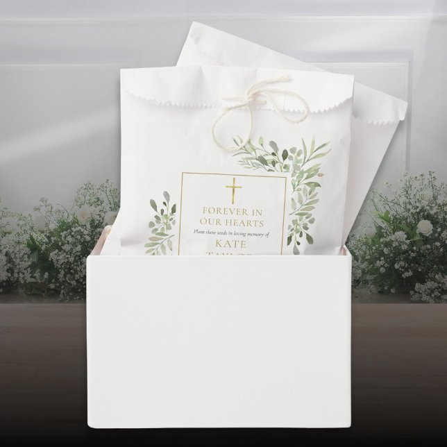 Sacolinha Pacote de Sementes de Verdejamento Memorial Funera (Greenery Seed Packet Christian Funeral Memorial Favor Bag)